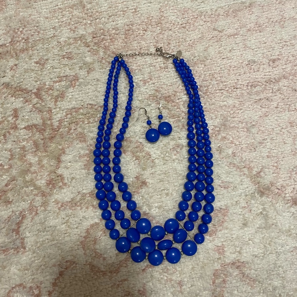 Blue costume jewelry | Earrings | Necklace